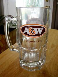 A&W Root Beer 8" Tall Glass Mug French Canadian Promo